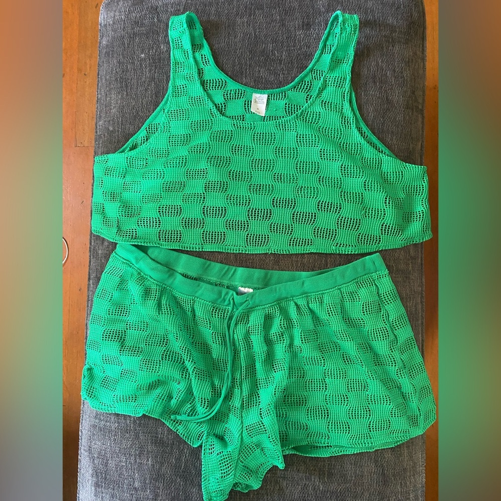 Wild Fable Vibrant Green Mesh swimsuit cover